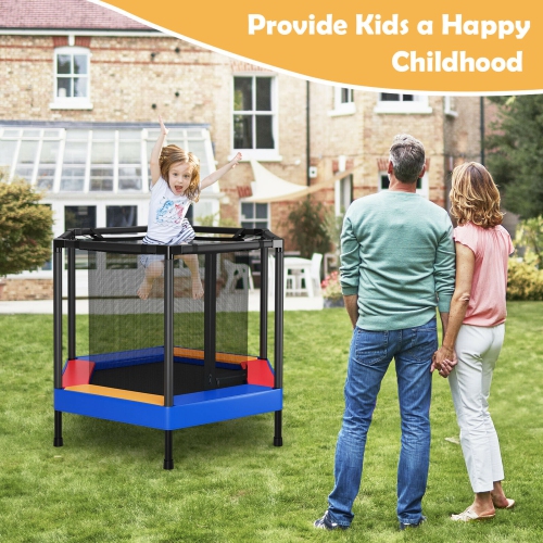 Gymax 48'' Hexagonal Kids Trampoline Recreational Bounce Jumper W/Foam Padded Handrails