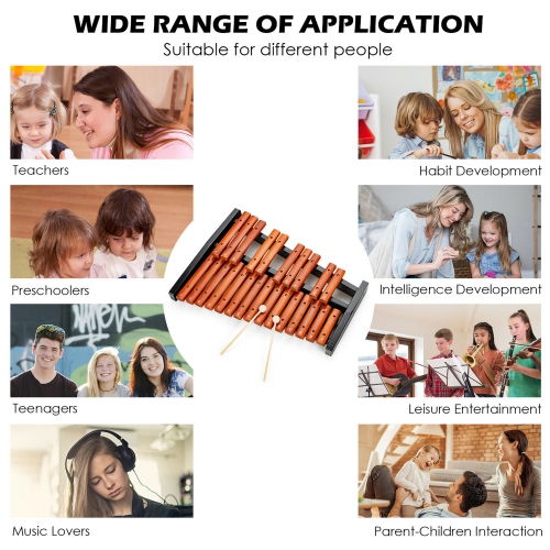 Gymax 25 Note Xylophone Wooden Percussion Educational Instrument w/ 2 Mallets