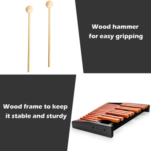 Gymax 25 Note Xylophone Wooden Percussion Educational Instrument w/ 2 Mallets