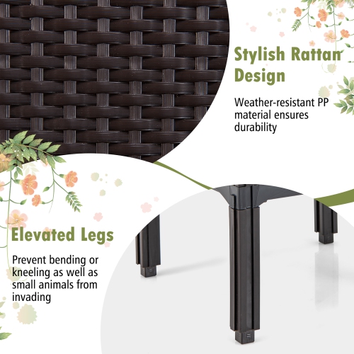 Gymax Elevated Plastic Raised Garden Bed Planter Kit for Flower Vegetable Grow 2 Set