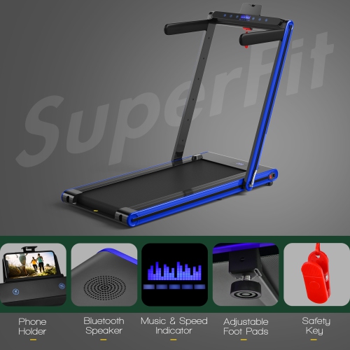 Gymax 2.25HP Folding Treadmill 2-in-1 Walking Running Machine w/ APP & Remote Control