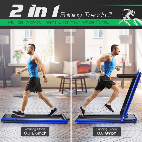 Gymax 2.25HP Folding Treadmill 2-in-1 Walking Running Machine w/ APP & Remote Control