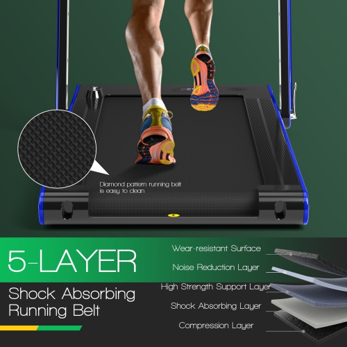 Gymax 2.25HP Folding Treadmill 2-in-1 Walking Running Machine w/ APP & Remote Control