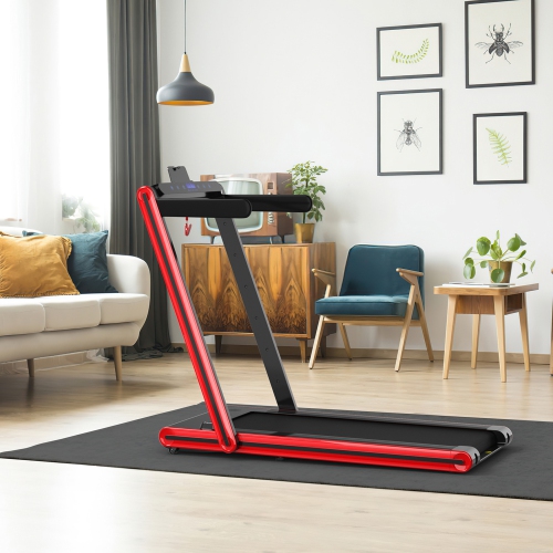 Gymax 2.25HP Folding Treadmill 2-in-1 Walking Running Machine w/ APP & Remote Control