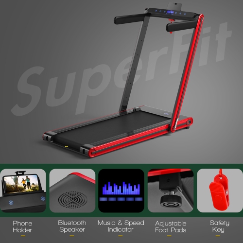 Gymax 2.25HP Folding Treadmill 2-in-1 Walking Running Machine w/ APP & Remote Control