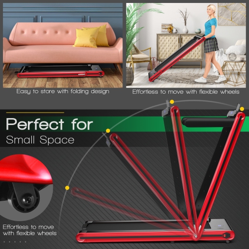 Gymax 2.25HP Folding Treadmill 2-in-1 Walking Running Machine w/ APP & Remote Control