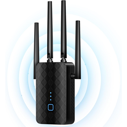 High-Speed Dual-Band WiFi Extender – 1200Mbps Signal Booster with 4 Antennas, 5GHz/2.4GHz, Wide Coverage for Home & Office, Supports Multiple Devices