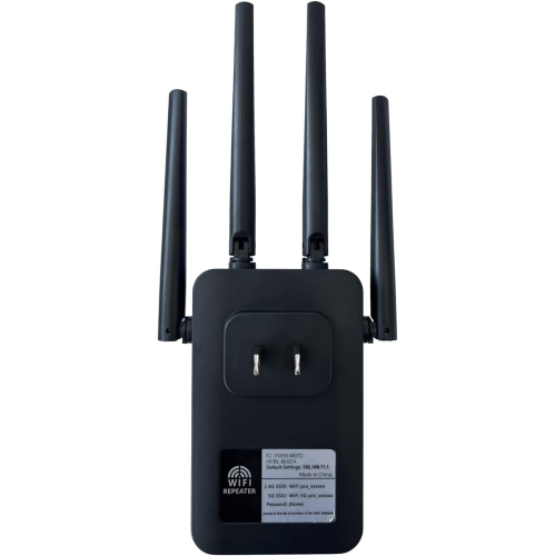 Wi-Fi Extender Signal Booster with Ethernet Port – Dual Band 1200Mbps with 4 Antennas, 5GHz/2.4GHz, Wide Coverage for Home & Office, Supports