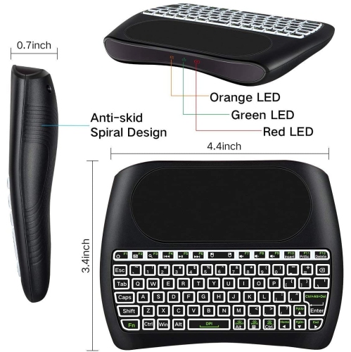 ULTREND Mini clavier sans fil avec pavé tactile, clavier à distance portable rétroéclairé coloré