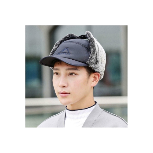 Casquette d’hiver pour homme avec visière chaude pare-soleil chapeau de trappeur extérieur temps froid chapeau de ski de style aviateur de neige