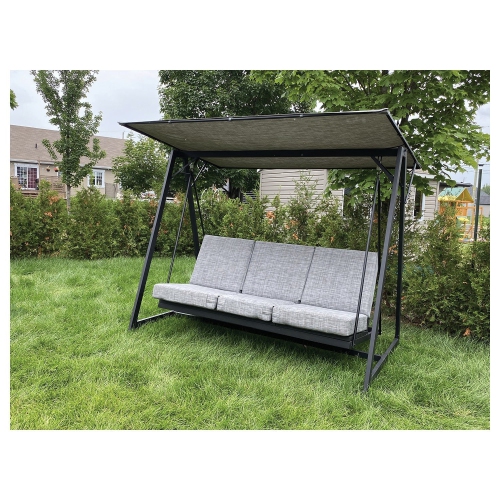 F. Corriveau International - Balançoire de Luxe à 3 Places avec Fonction Bal-Hamac, Armature en Acier, Noir