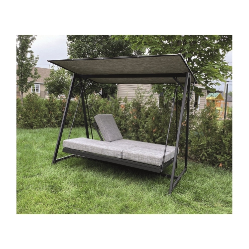 F. Corriveau International - Balançoire de Luxe à 3 Places avec Fonction Bal-Hamac, Armature en Acier, Noir