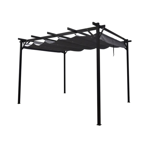 F. Corriveau International - Pergola Sans Luis 10'x12' with Retractable Roof, Black