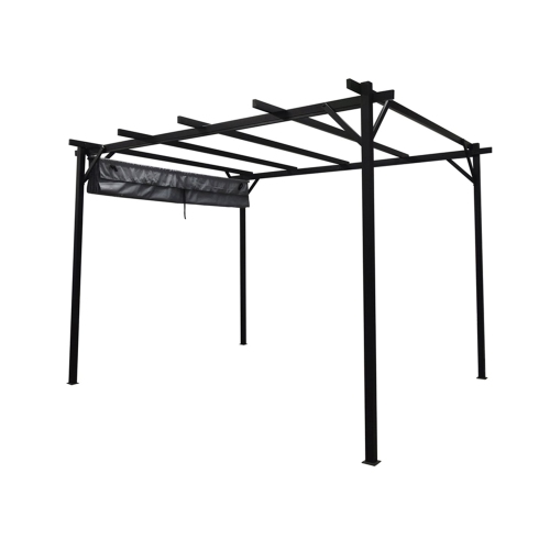 F. Corriveau International - Pergola Sans Luis 10'x12' with Retractable Roof, Black