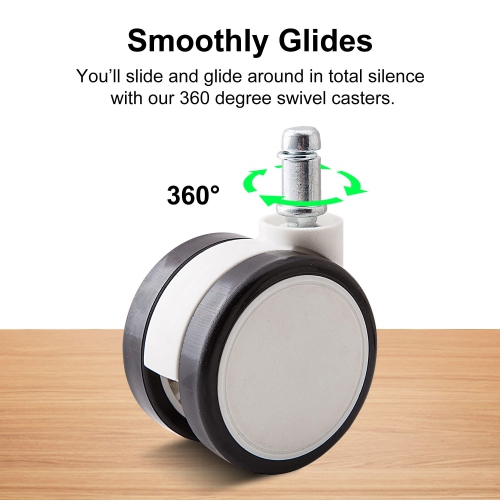 Universal Chair Replacement Casters Wheels, White, Set of 5, Compatible with office chair, gaming chair, computer desk chair