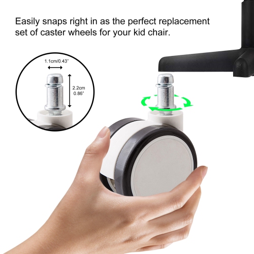Universal Chair Replacement Casters Wheels, White, Set of 5, Compatible with office chair, gaming chair, computer desk chair