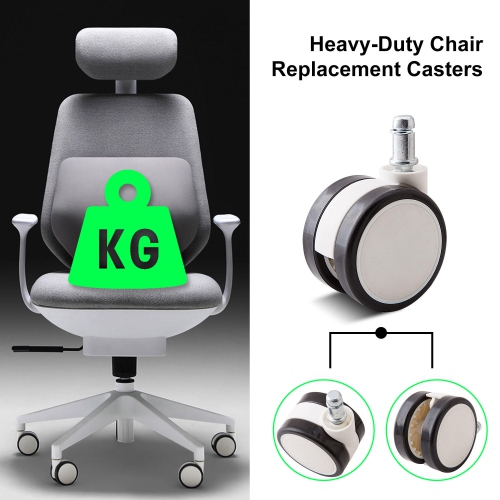 Universal Chair Replacement Casters Wheels, White, Set of 5, Compatible with office chair, gaming chair, computer desk chair