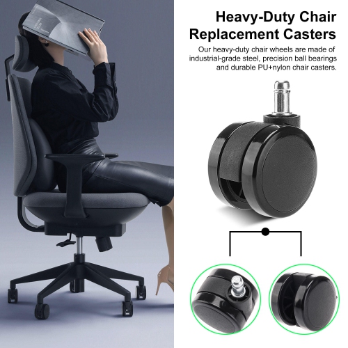 Universal Chair Replacement Casters, Set of 5 with Compatible with office chair, gaming chair, computer desk chair