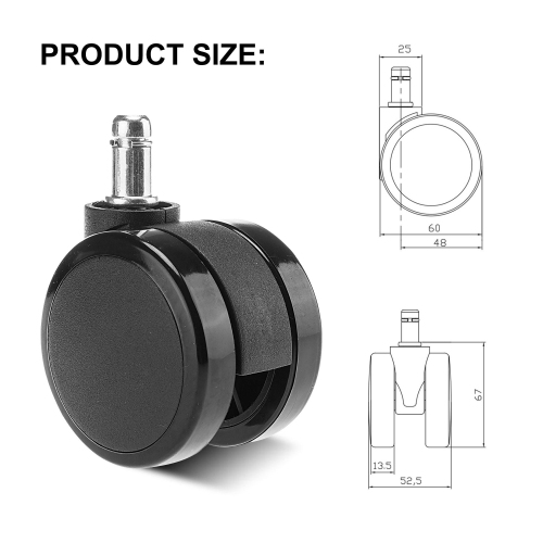 Universal Chair Replacement Casters, Set of 5 with Compatible with office chair, gaming chair, computer desk chair