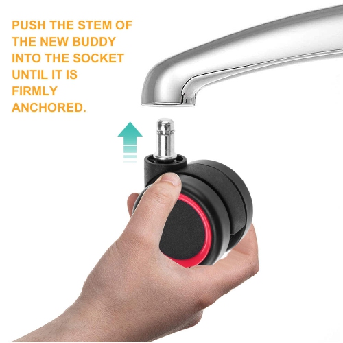 Universal Chair Replacement Casters, Set of 5 compatible with office chair, gaming chair, computer desk chair- Red