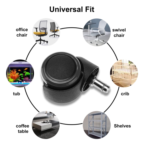 Universal Office Task Chair Replacement Casters, Set of 5, fit for office chair, gaming chair, computer desk chair11mm x 22mm