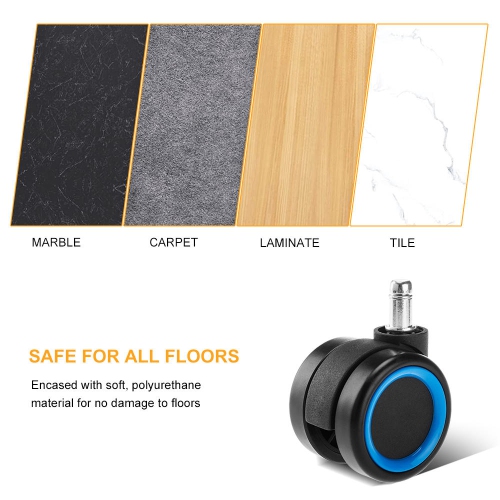 Universal Chair Replacement Casters, Set of 5 compatible with office chair, gaming chair, computer desk chair- Blue