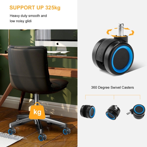 Universal Chair Replacement Casters, Set of 5 compatible with office chair, gaming chair, computer desk chair- Blue