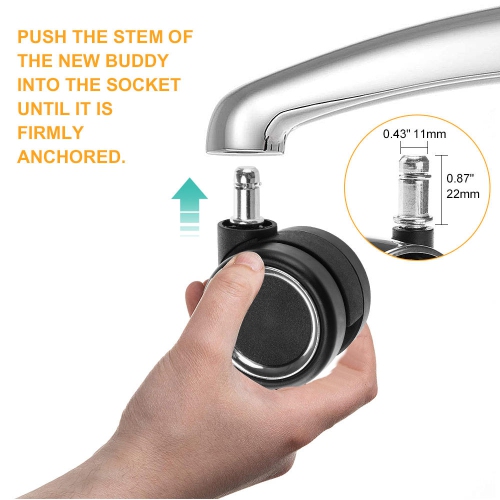 Universal Chair Replacement Casters, Set of 5 compatible with office chair, gaming chair, computer desk chair- Silver