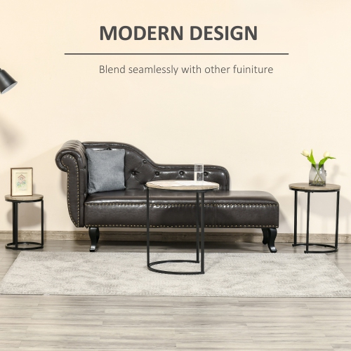 HOMCOM – Ensemble de 3 tables gigognes, table basse ronde, tables d’appoint empilables modernes avec cadre en acier de grain de bois pour salon,