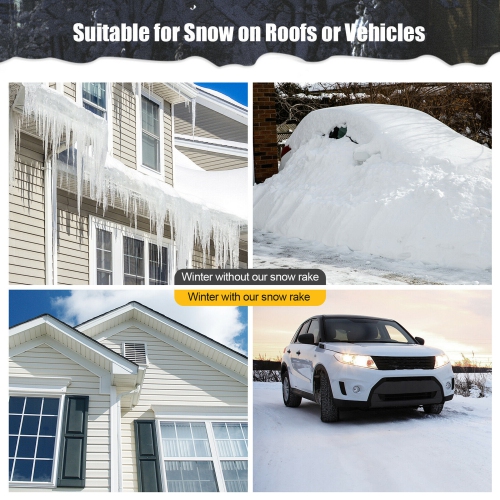 Gymax 20FT Snow Roof Rake Reinforced Aluminum Snow Removal Tool for Roof