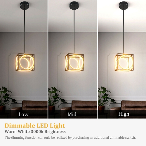 Gymax Modern LED Pendant Light 3000K Warm Light Cube Ceiling Light Fixture