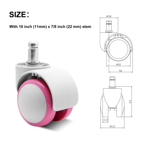 Lot de 5 roulettes colorées universelles pour chaise de bureau pour enfants, chaise d'étude pour enfants, chaise de bureau, chaise de jeu pour