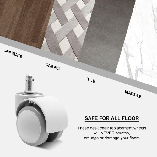 5PK Universal Colored Casters for Office School Children Desk Chair, Children Study Chair, Office Task Desk Chair, Computer Gaming Chair - Gray