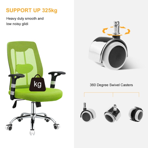 360 degree Universal Chair Casters, Set of 5, fit for office chair, gaming chair, computer desk chair- Silver