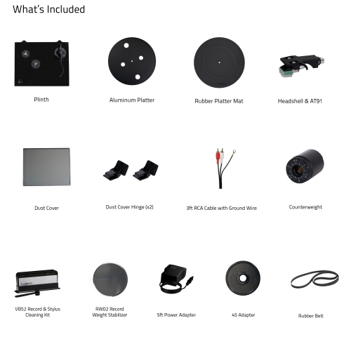 Fluance RT81 Elite Vinyl Turntable Record Player, Audio Technica Cartridge with Record Weight and Vinyl Cleaning Kit