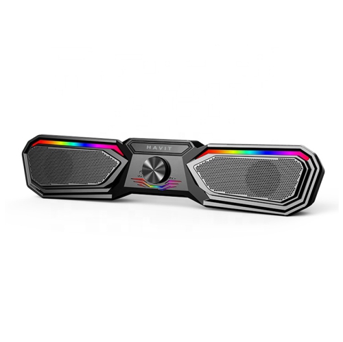 HAVIT  Sk750Bt 10W Multimedia RGB Color Light, Wireless Bluetooth V5.0 + 3.5MM Aux, USB Powered Speaker for Computer, Mobile And Tv_Black