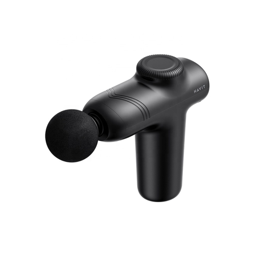 Havit MG1508 Sports Body Massage Machine Gun Vibration Mini Gun Massager Muscle Percussion With 4 Head Types_Black color