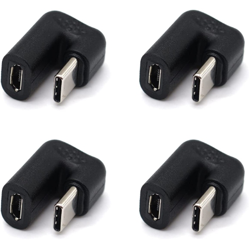 4 Pack 180 Degree USB C USB 3.1 Type C Male to Micro USB Female Extension Converter Adapter