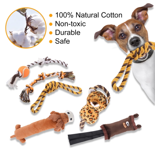 Dog Chew & Teething Toys for Puppies, with Squeaky Sound, Set of 6 - Tear and bite resistant LIVINGbasics®