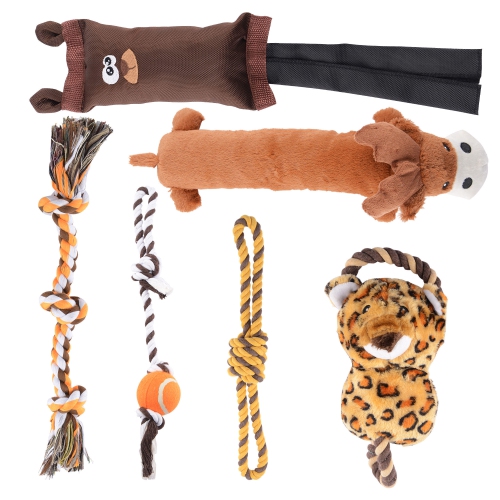 Dog Chew & Teething Toys for Puppies, with Squeaky Sound, Set of 6 - Tear and bite resistant LIVINGbasics®