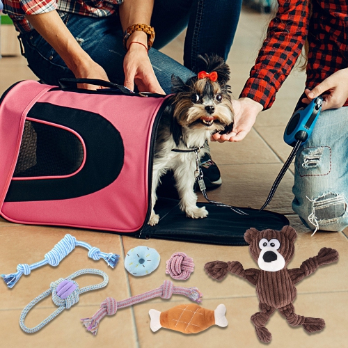 7 Packs Puppy Chew Toys for Teething, Squeaky Rope Dog Toys, Durable, non-toxic, bite resistant, safe and washable. - LIVINGbasics®