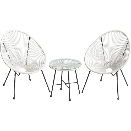Songmics 3-Piece Acapulco Patio Furniture Set, White