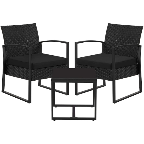 SONGMICS  3-Piece Bistro Outdoor Patio Furniture Set In Black