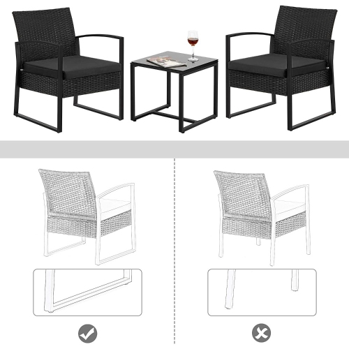 Songmics 3-Piece Bistro Outdoor Patio Furniture Set, Black