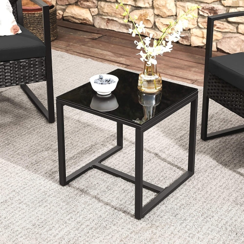 Songmics 3-Piece Bistro Outdoor Patio Furniture Set, Black
