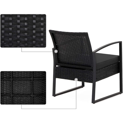 Songmics 3-Piece Bistro Outdoor Patio Furniture Set, Black
