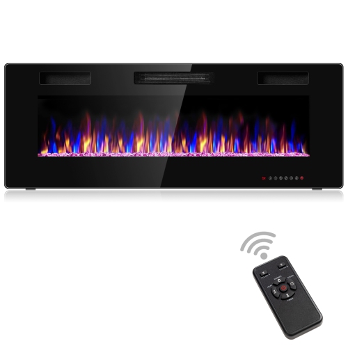 TOPBUY  50" Recessed Electric Fireplace 750W/1500W Heater In Wall Remote Control W/timer Available Flame