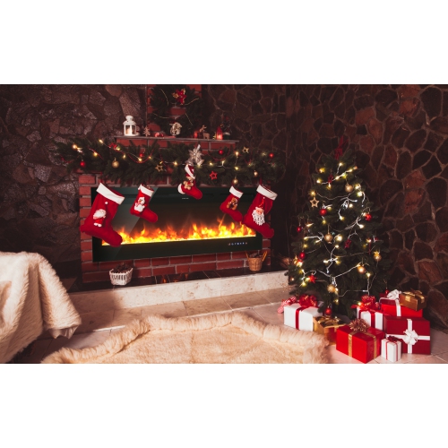 Topbuy 36"/40"/50" Recessed Electric Fireplace Wall Mounted Heater w/Remote Control 750W/1500W mode Adjustable Flame
