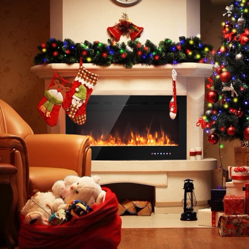 Topbuy 36"/40"/50" Recessed Electric Fireplace Wall Mounted Heater w/Remote Control 750W/1500W mode Adjustable Flame