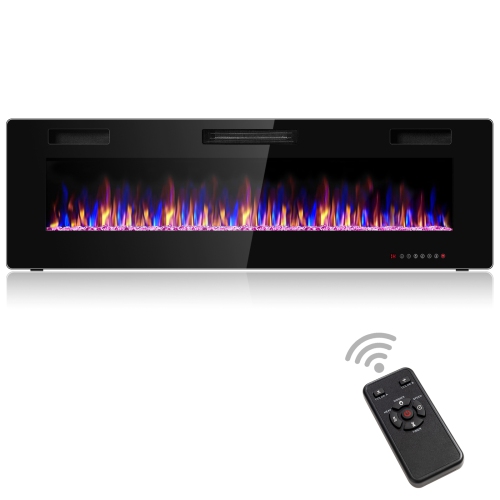 TOPBUY  60" Recessed Electric Fireplace 750W/1500W Heater In Wall Remote Control W/timer Available Flame